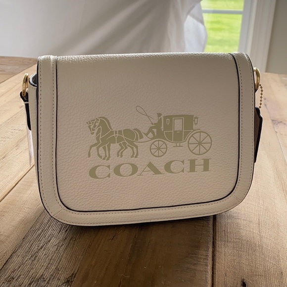 NWT Coach Saddle Vanilla Creme Leather Horse & Carriage Crossbody Bag - Picture 3 of 9